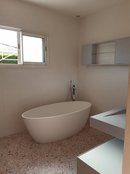 Salle de bain carrelage imitation Terrazzo à Cameyrac proche de Libourne