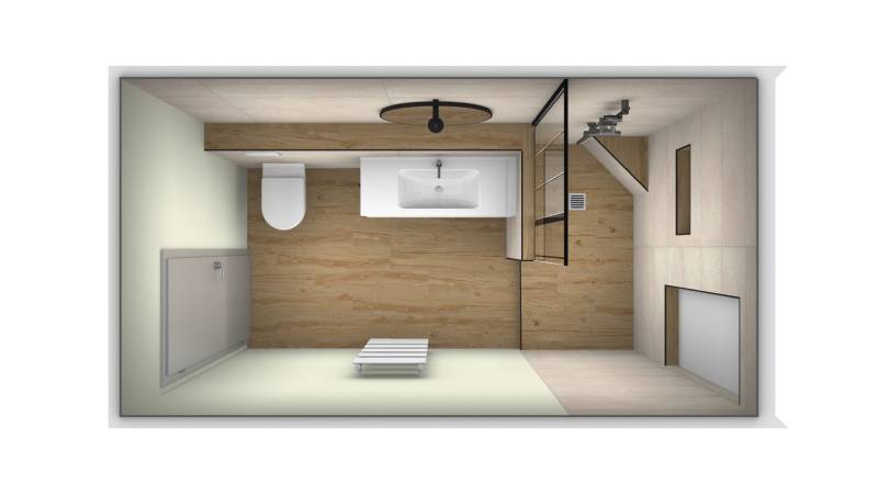 Création d'un Plan 3D d’une salle de bain avec un style industrielle à Saint-Seurin-Sur-l’Isle à coté de Libourne