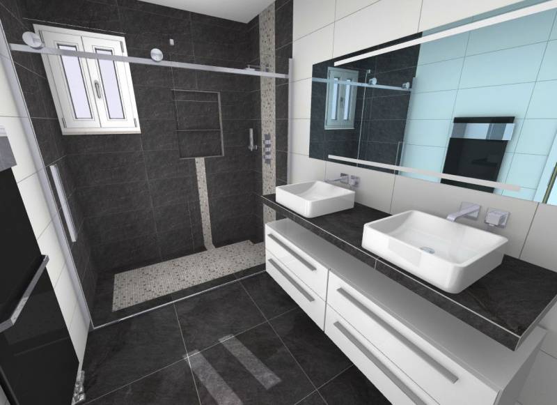 Présentation de plan en 3D de salle de bain sur Libourne situé proche de Izon