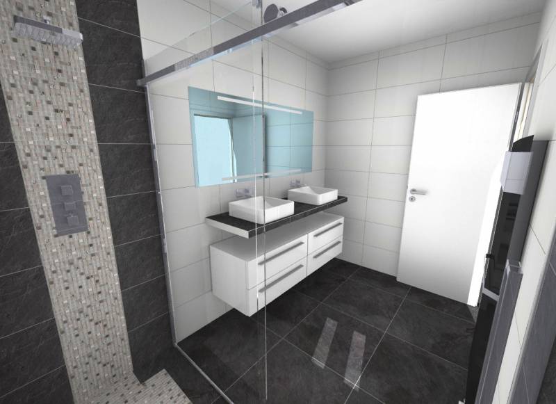 Présentation de plan en 3D de salle de bain sur Libourne situé proche de Izon