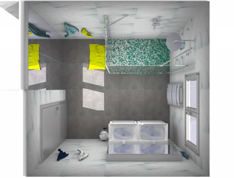 Vue du dessus plan 3D salle de bain Libourne