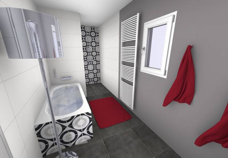 Présentation de plan en 3D de salle de bain sur Libourne situé proche de Izon