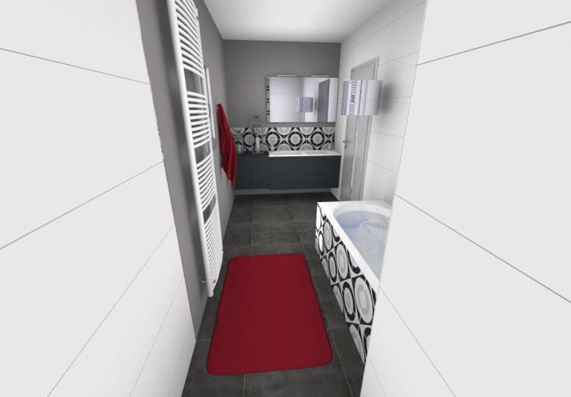 Présentation de plan en 3D de salle de bain sur Libourne situé proche de Izon