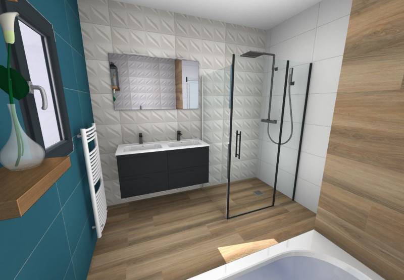 Présentation de plan en 3D de salle de bain sur Libourne situé proche de Izon