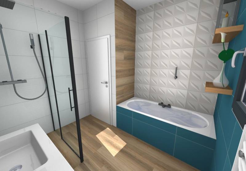Présentation de plan en 3D de salle de bain sur Libourne situé proche de Izon