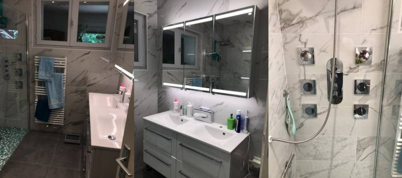 Chantier carrelage imitation marbre à Libourne